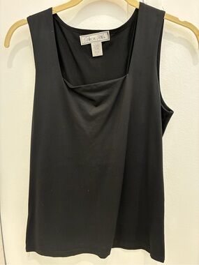 Birch Hill Black Draped Square-Neck Tank Top
